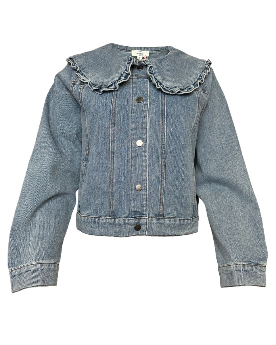 Peter Pan Collar Denim Jacket - Blackbird Boutique