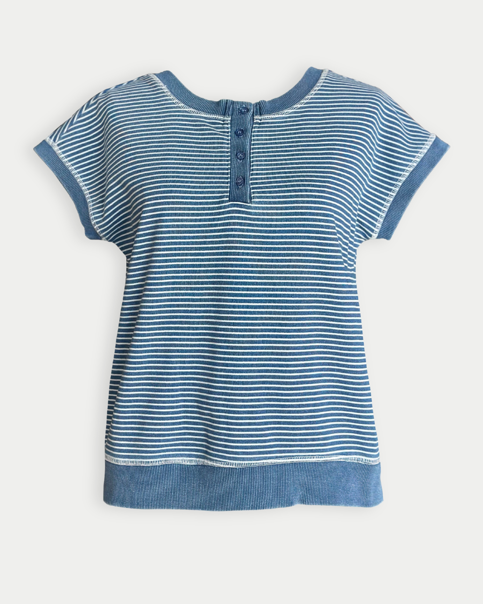 Melanie Striped Henley Knit Top - Blackbird Boutique