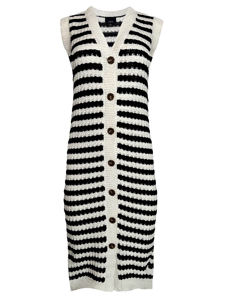 Crochet Striped Button Down Dress