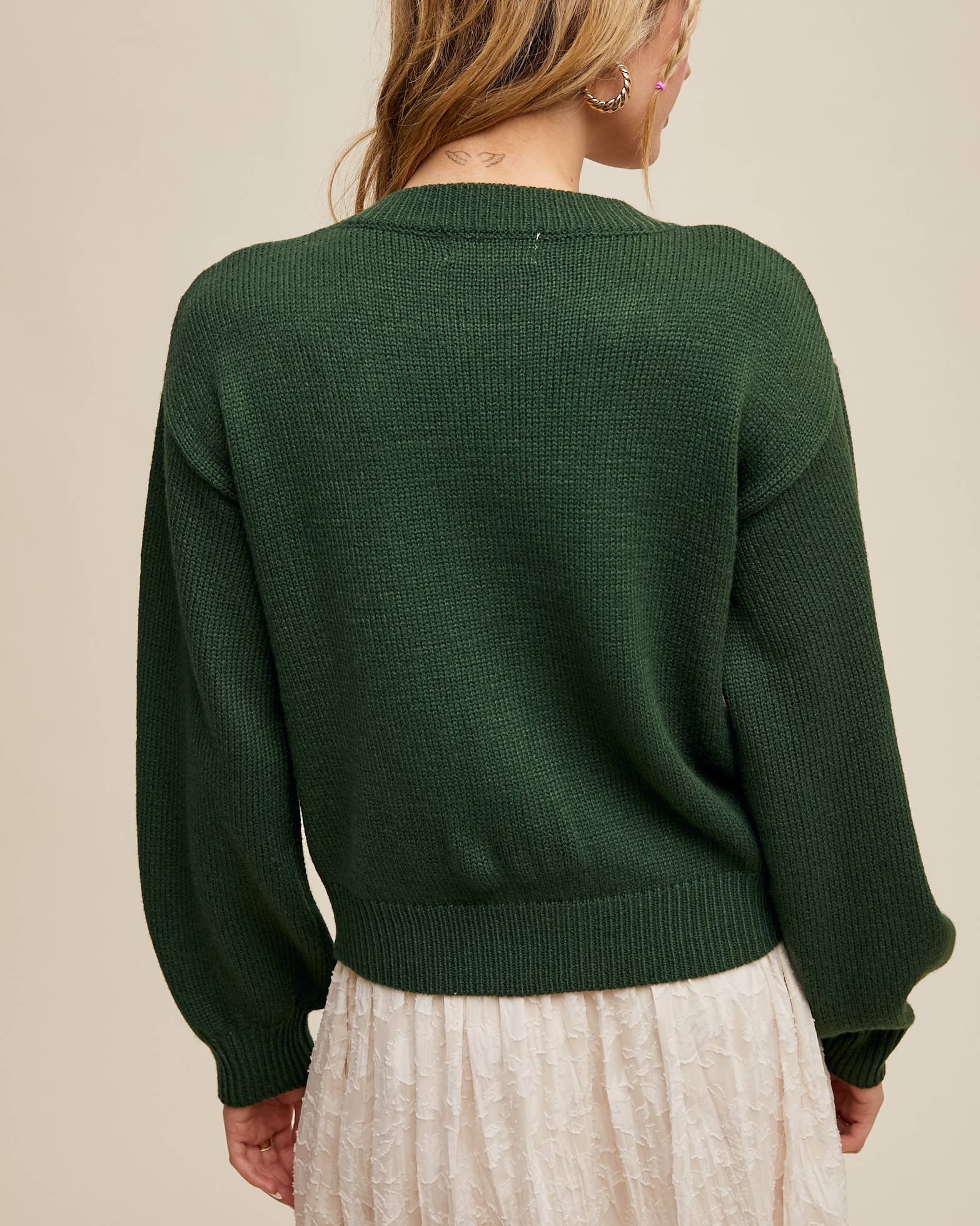 Handmade Rose Applique Knit Cardigan - Blackbird Boutique