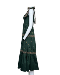 EMBROIDERED TIERED MAXI DRESS - HUNTER GREEN - Blackbird Boutique