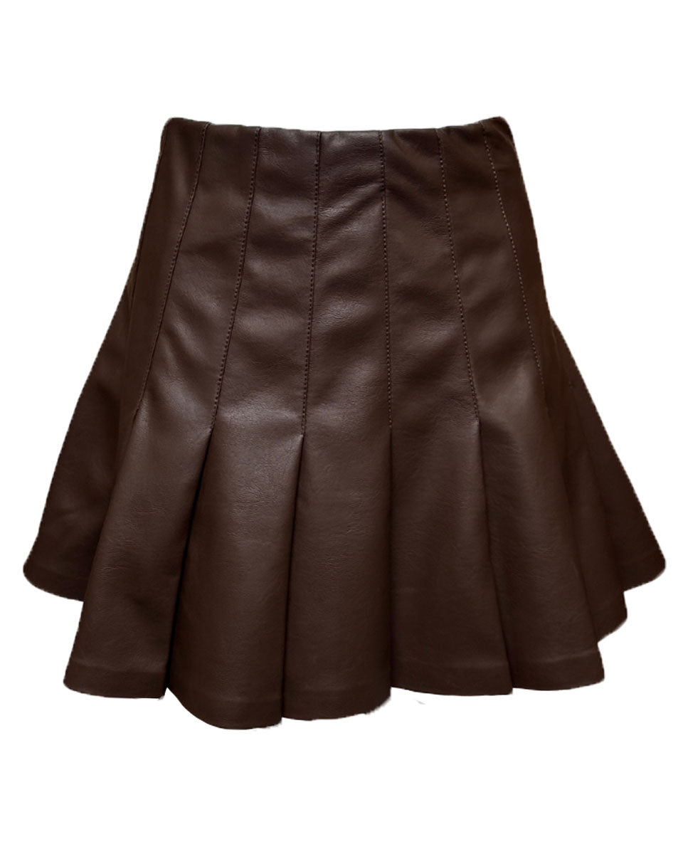 Faux Leather Pleated Mini Skirt - Blackbird Boutique