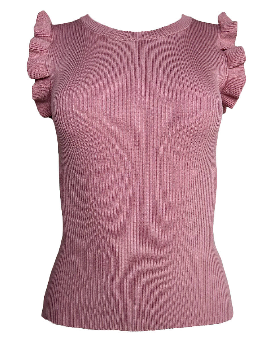 Ruffle Sleeve Ribbed Knit Top - Blackbird Boutique