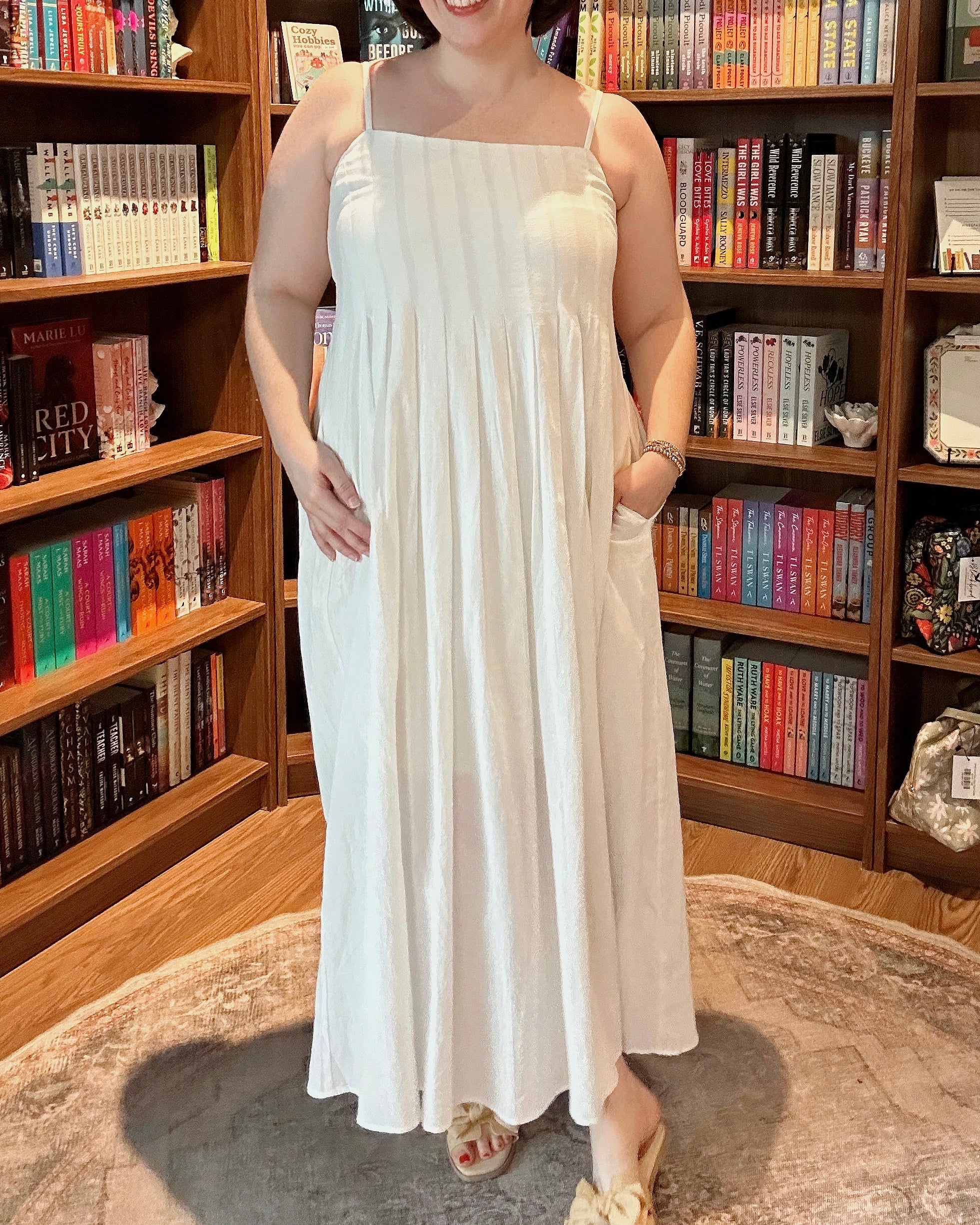 COTTON PLEATED BUST MIDI DRESS - Blackbird Boutique