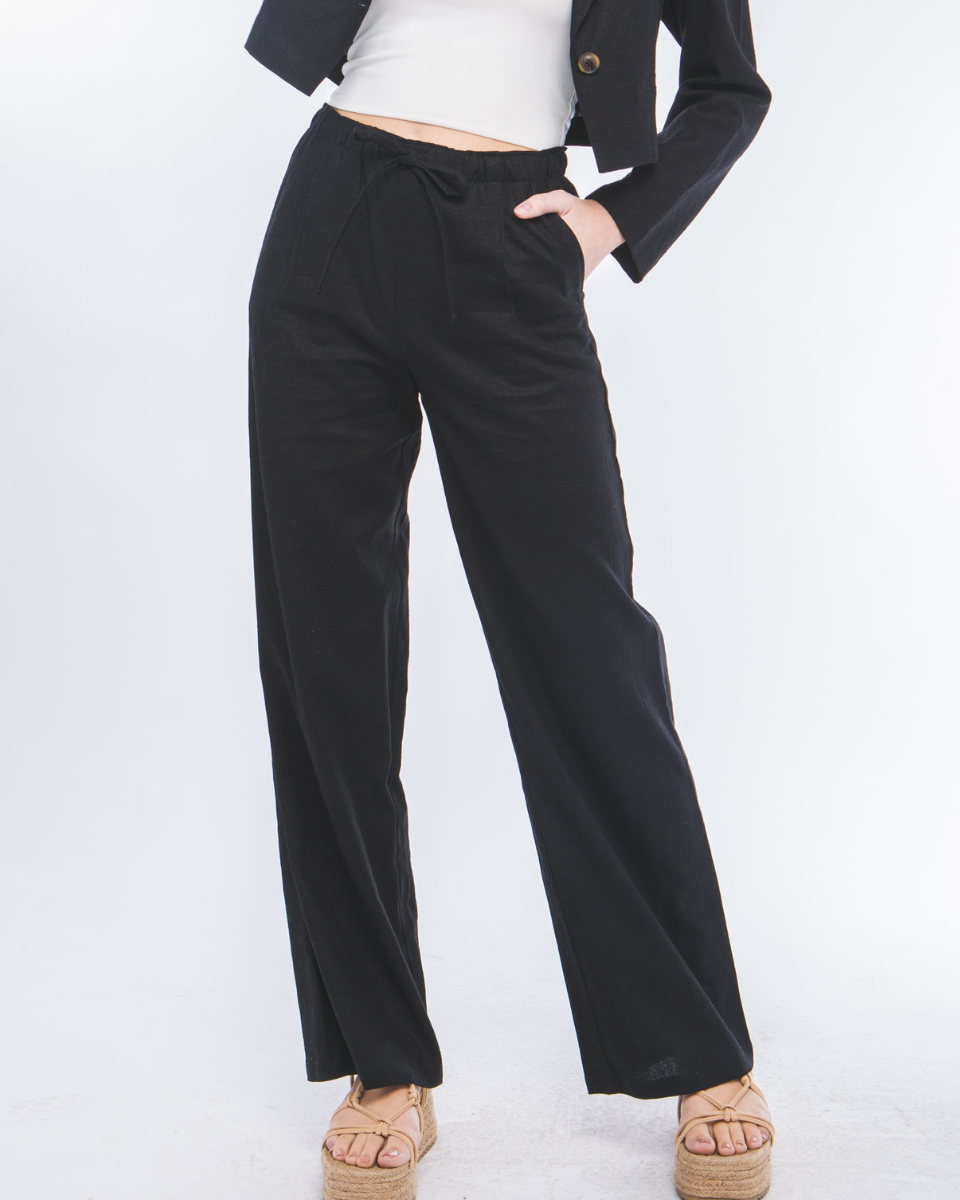 Black Linen Pants - Blackbird Boutique