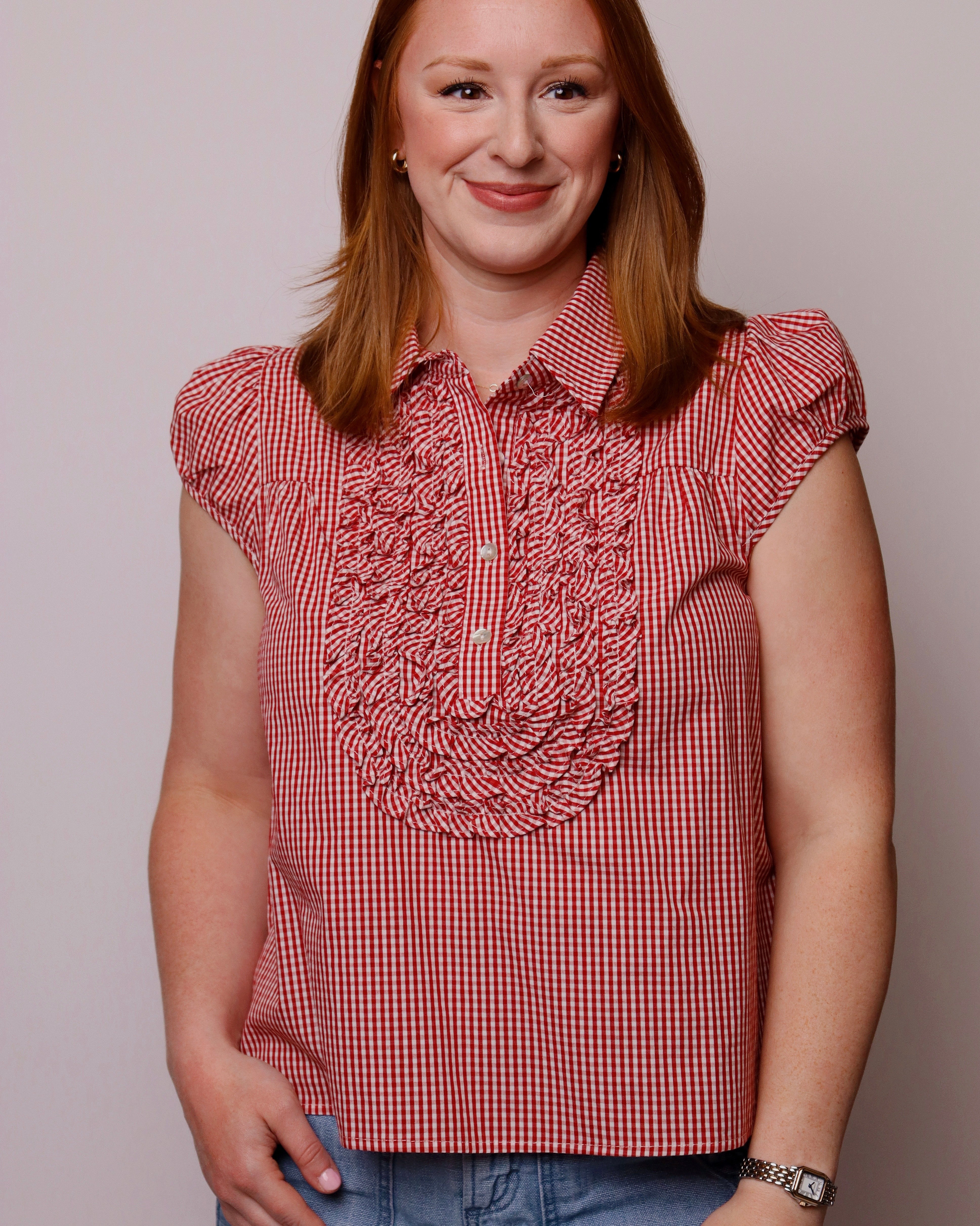 Clarissa Gingham Puff Sleeve Top - Blackbird Boutique