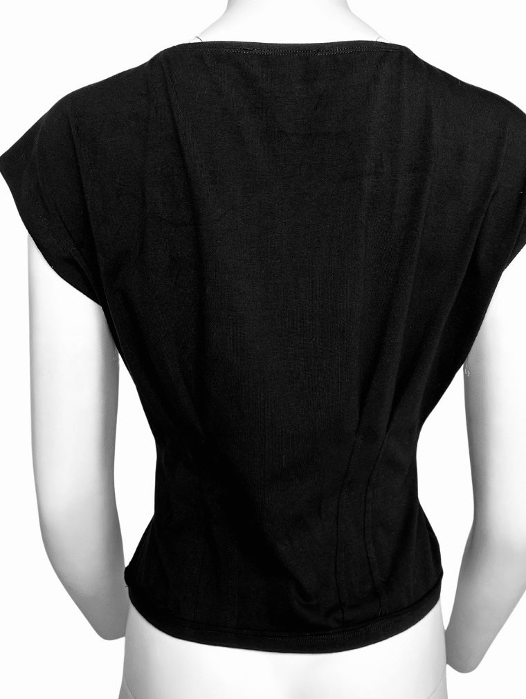 Corset Style Knit Top - Black - Blackbird Boutique