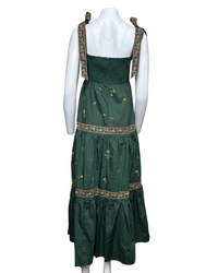 EMBROIDERED TIERED MAXI DRESS - HUNTER GREEN - Blackbird Boutique