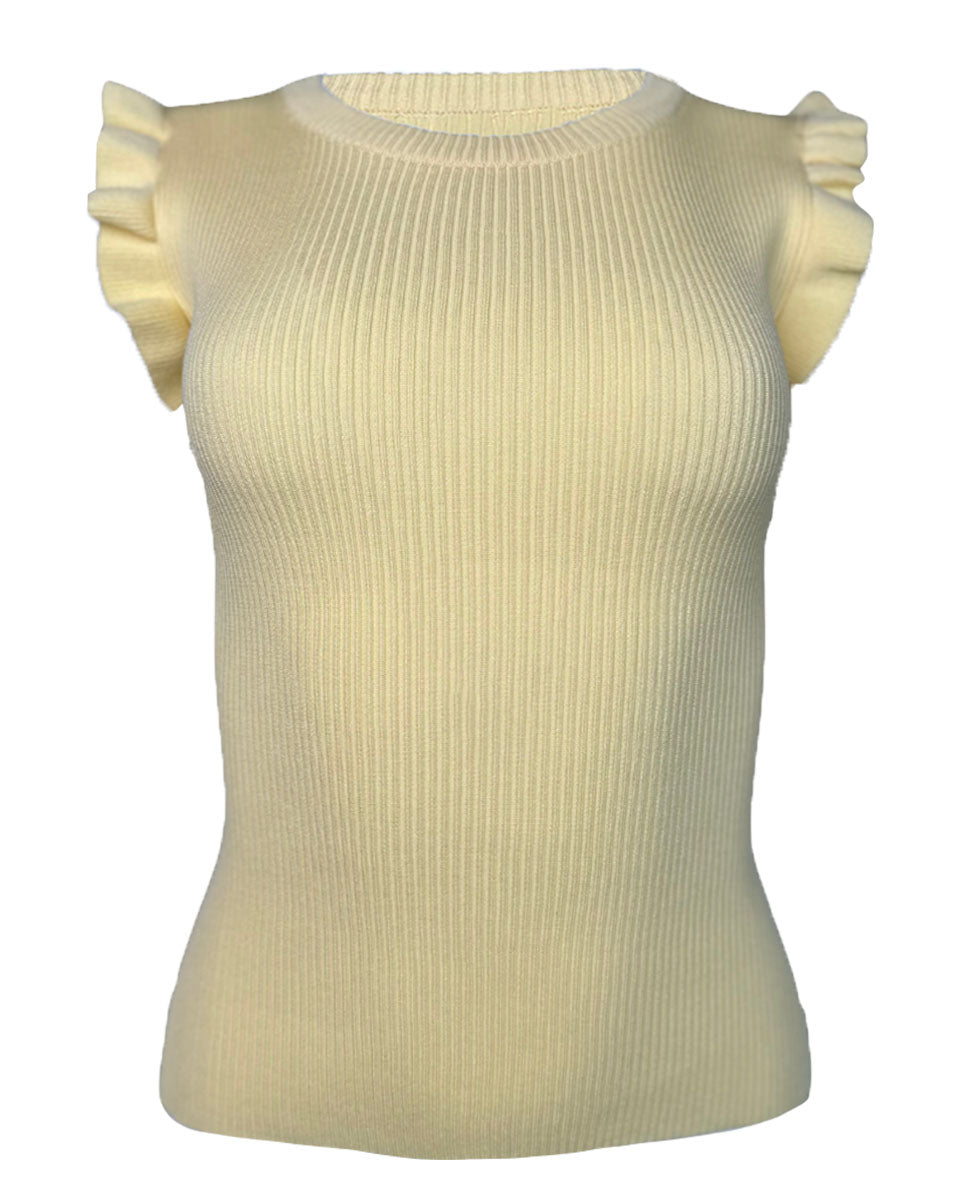 Ruffle Sleeve Ribbed Knit Top - Blackbird Boutique