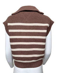 Espresso Striped Zip Up Sweater Vest