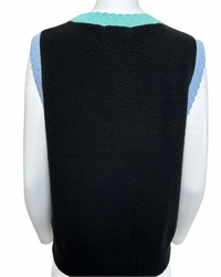 COLOR BLOCK SLEEVELESS SWEATER - BLACK