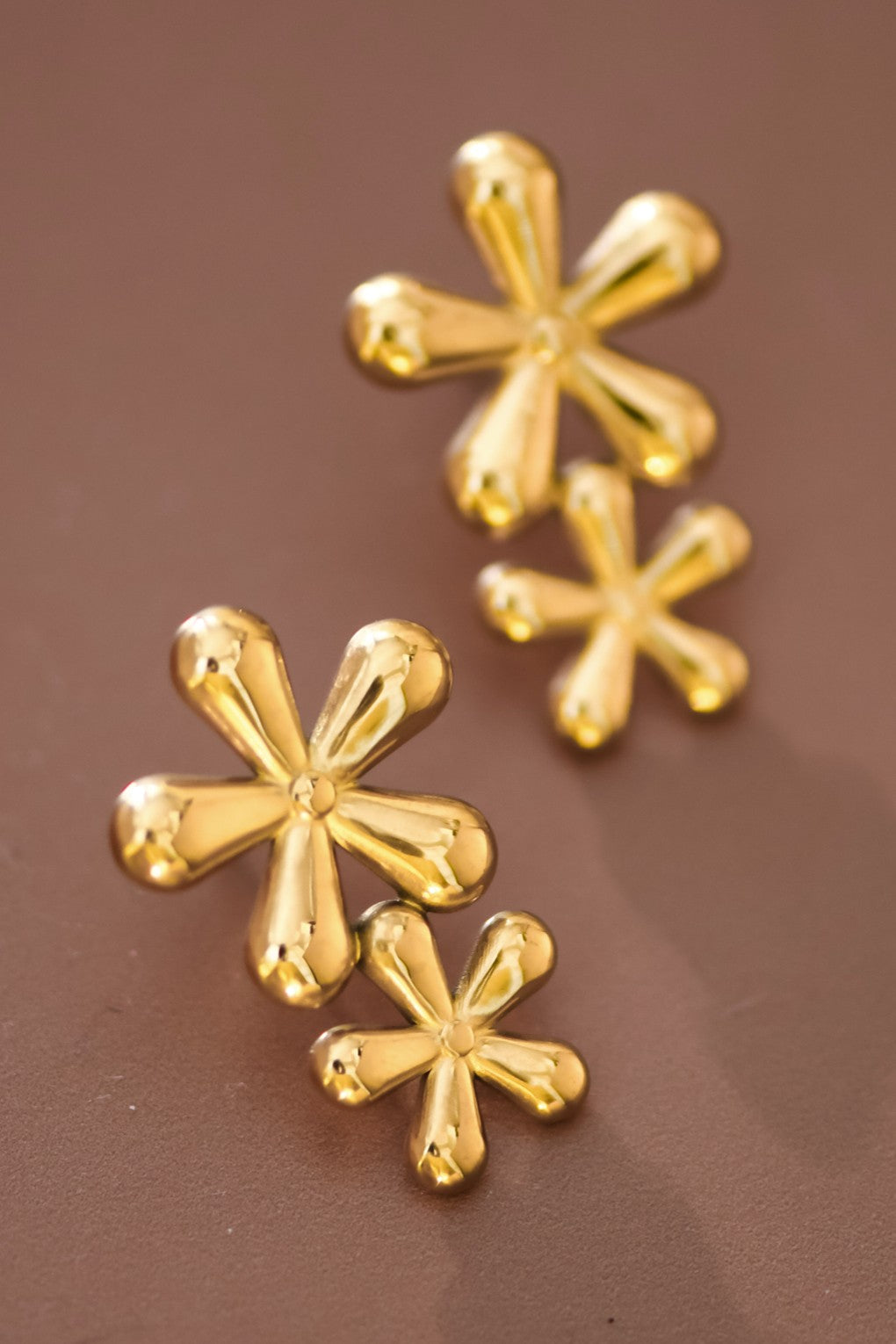 Stacked Flower Stud Earrings
