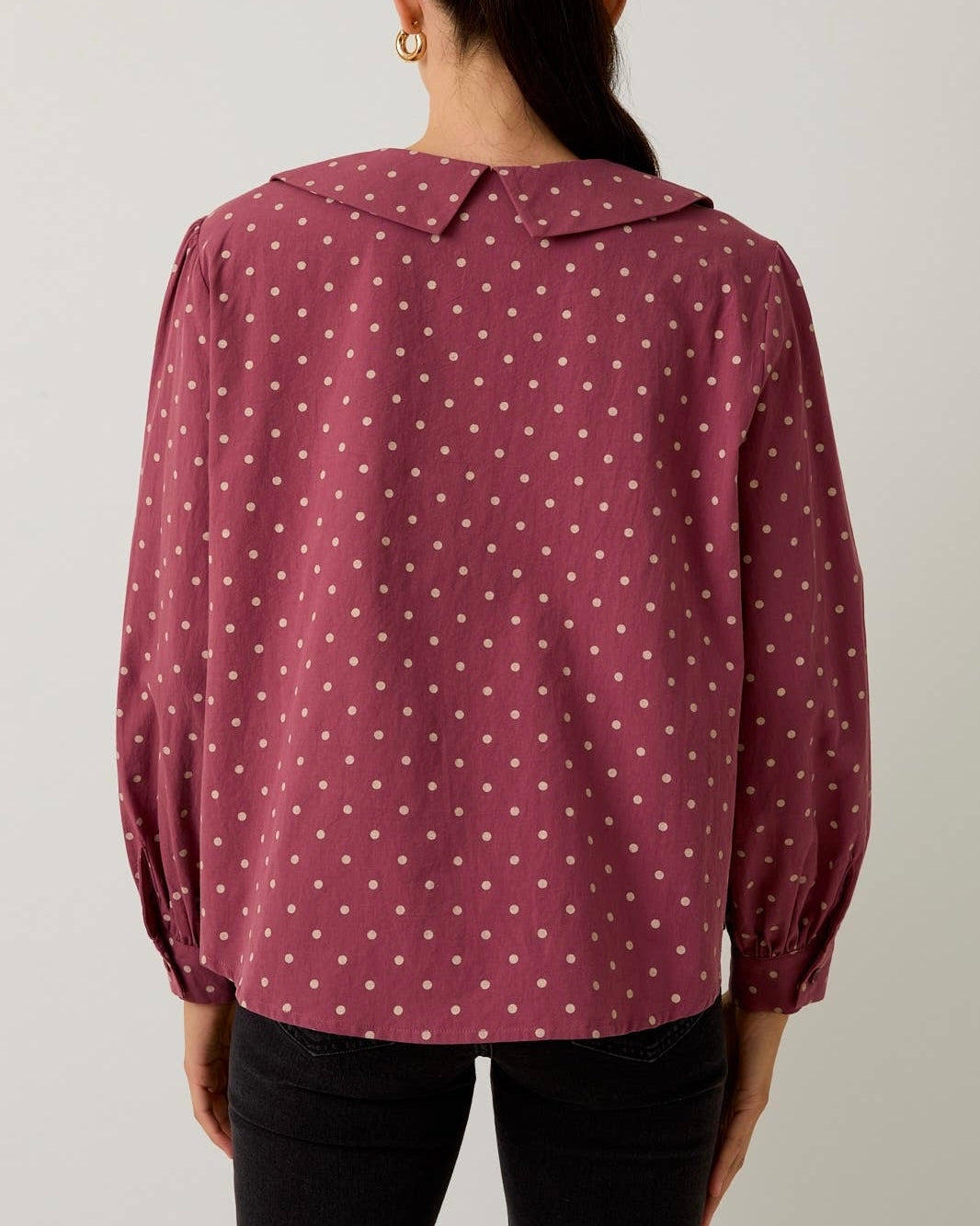 Front Tie Long Sleeve Polka Dot Shirt - Blackbird Boutique