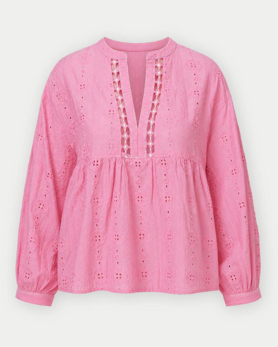 Bev Cotton Eyelet Lace Empire Blouse Top
