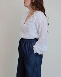 Ruffled Collar Textured Blouse - Blackbird Boutique