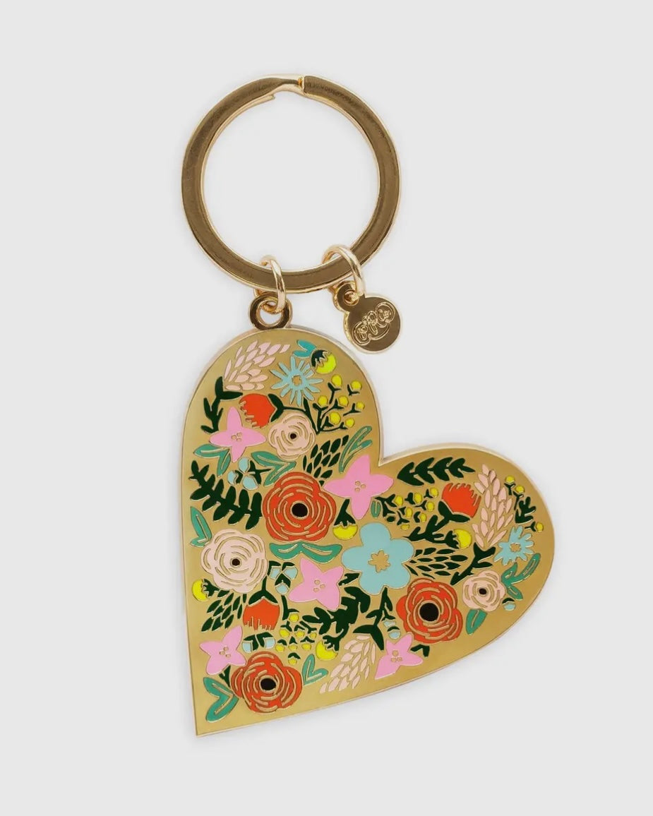 Rifle Paper Co. Floral Heart Enamel Keychain - Blackbird Boutique