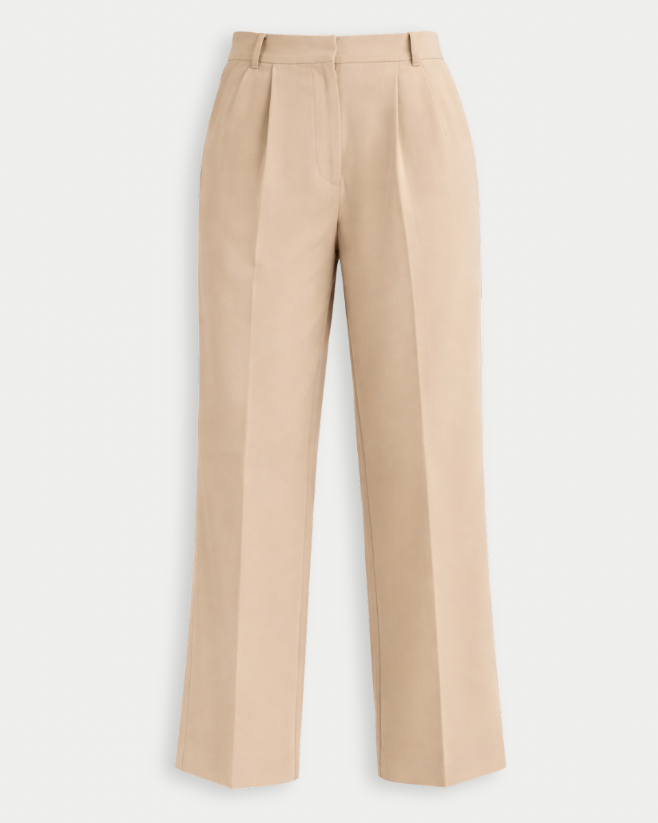 High Waist Pleated Wide Leg Dress Pant-Khaki - Blackbird Boutique