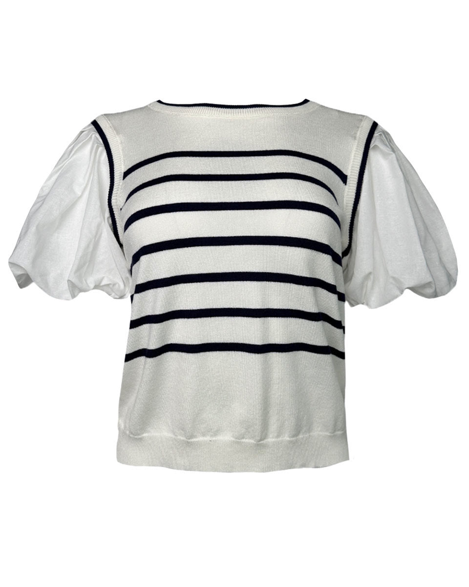 Bubble Sleeve Striped Knit Top - Blackbird Boutique