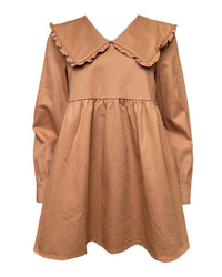 Peter Pan Collar Twill Mini Dress in Copper