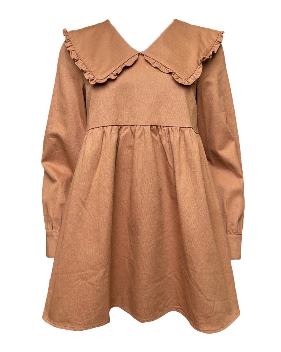 Peter Pan Collar Twill Mini Dress in Copper - Blackbird Boutique