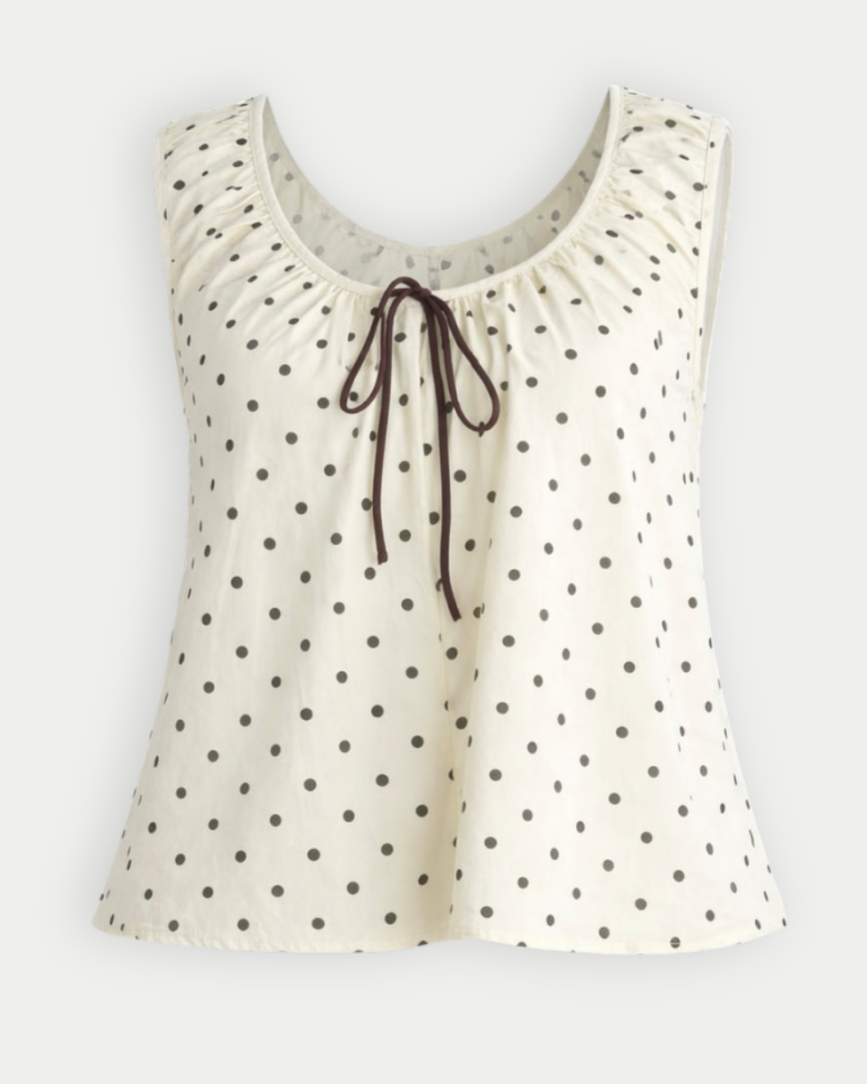 Bridgette Polka Dot Ruched Cotton Top - Blackbird Boutique