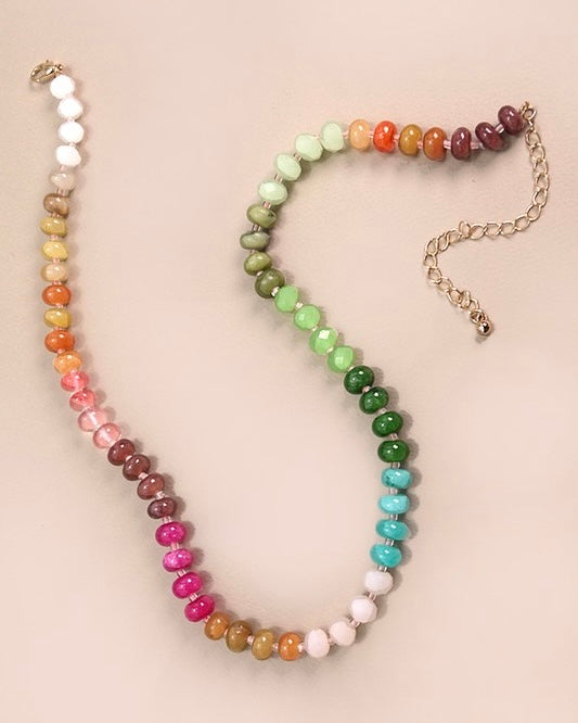 NATURAL AGATE GLASS SEMI PRECIOUS BEAD NECKLACE - Blackbird Boutique