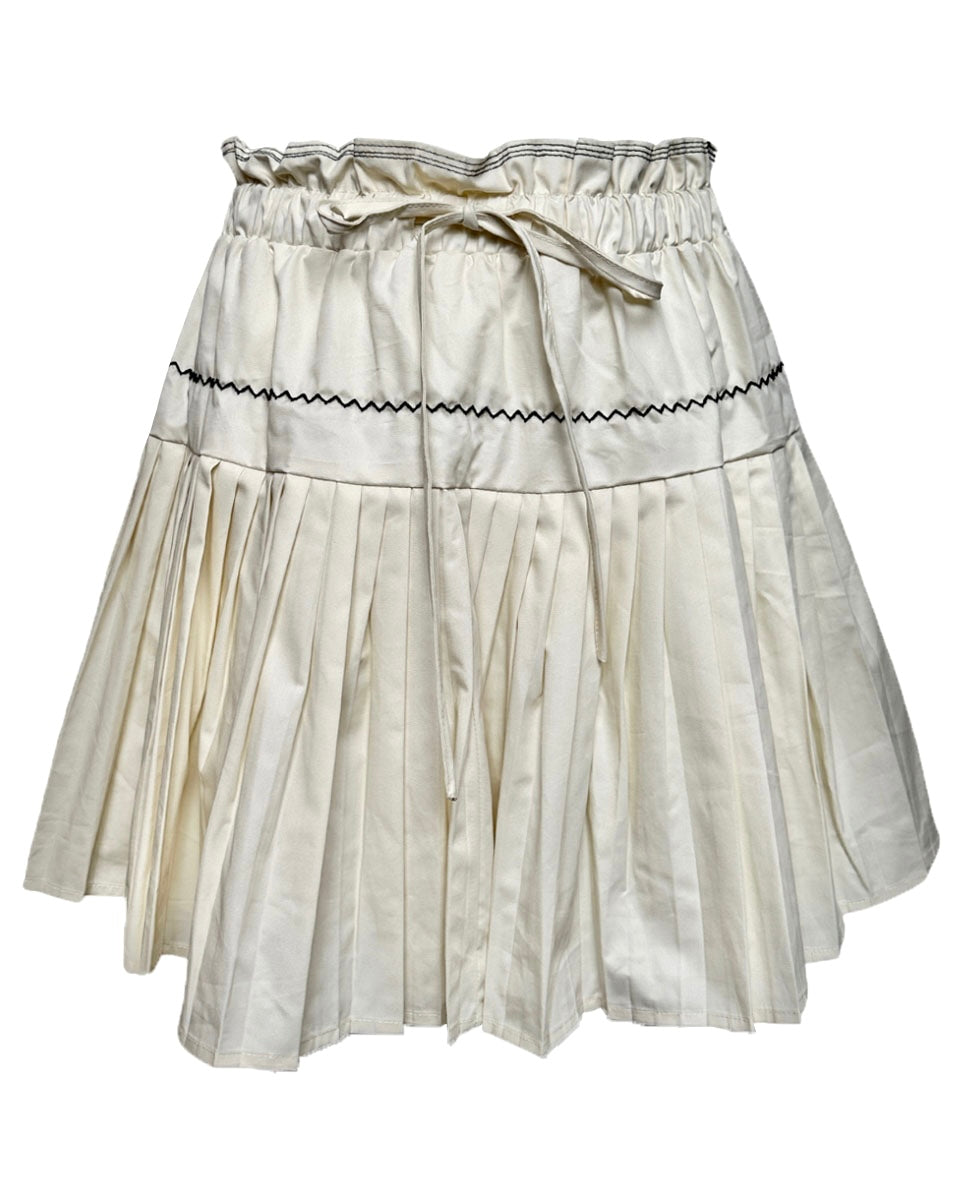 Cream Set - Pleated Mini Skirt