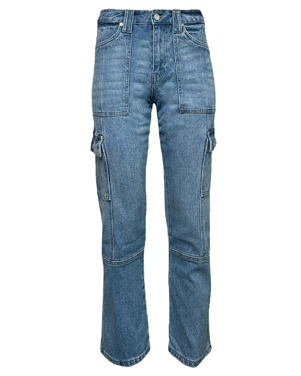 Medium Wash High Rise Cargo Jeans - Blackbird Boutique