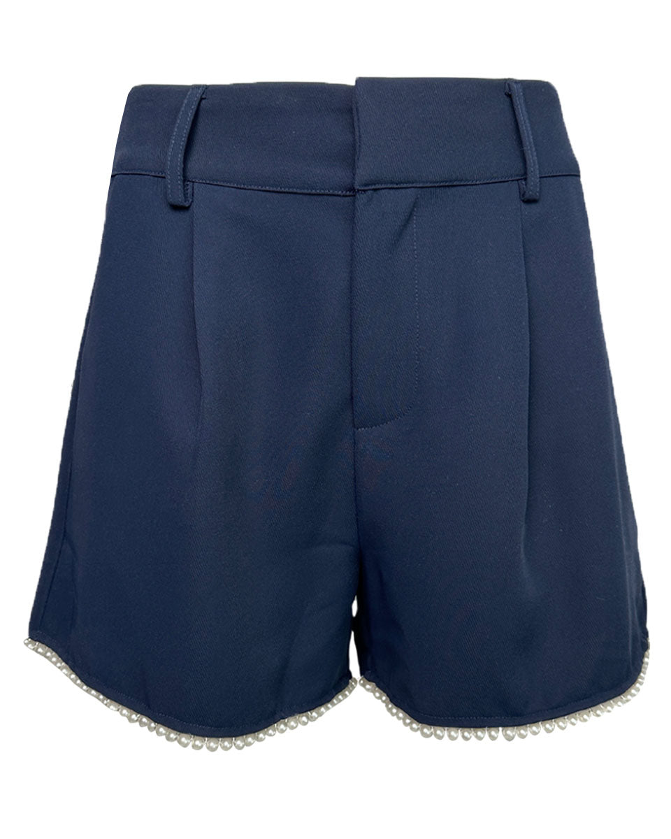 Pearl Embellished Shorts in Navy - Blackbird Boutique