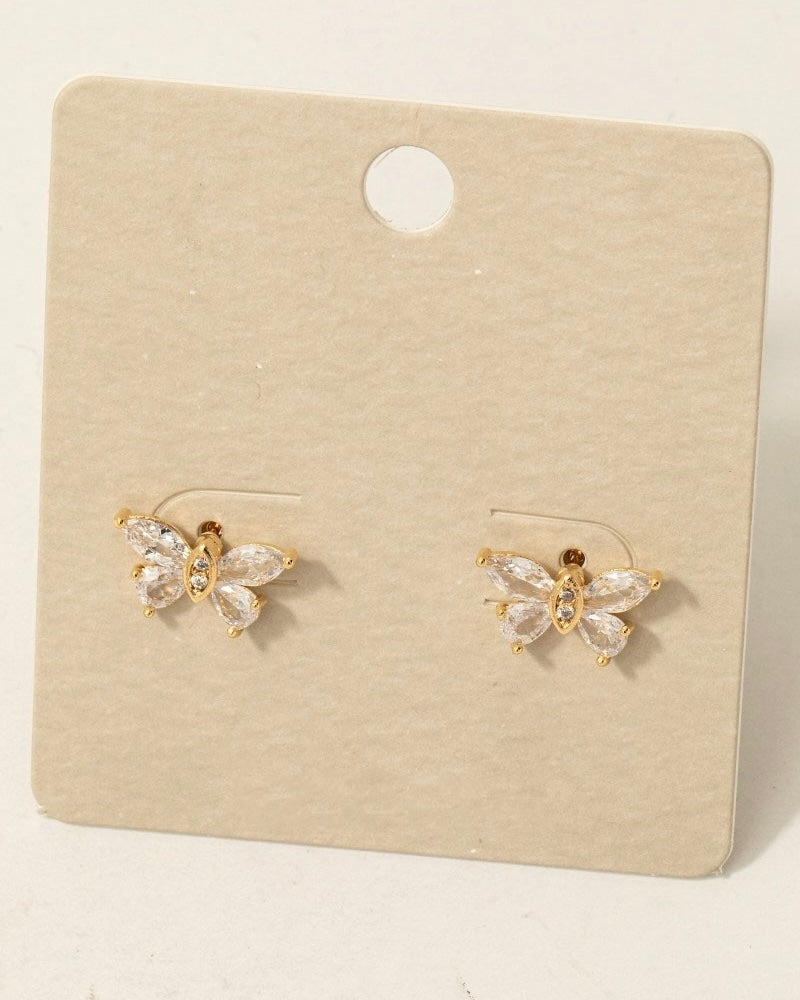 CZ Butterfly Stud Earrings - Blackbird Boutique