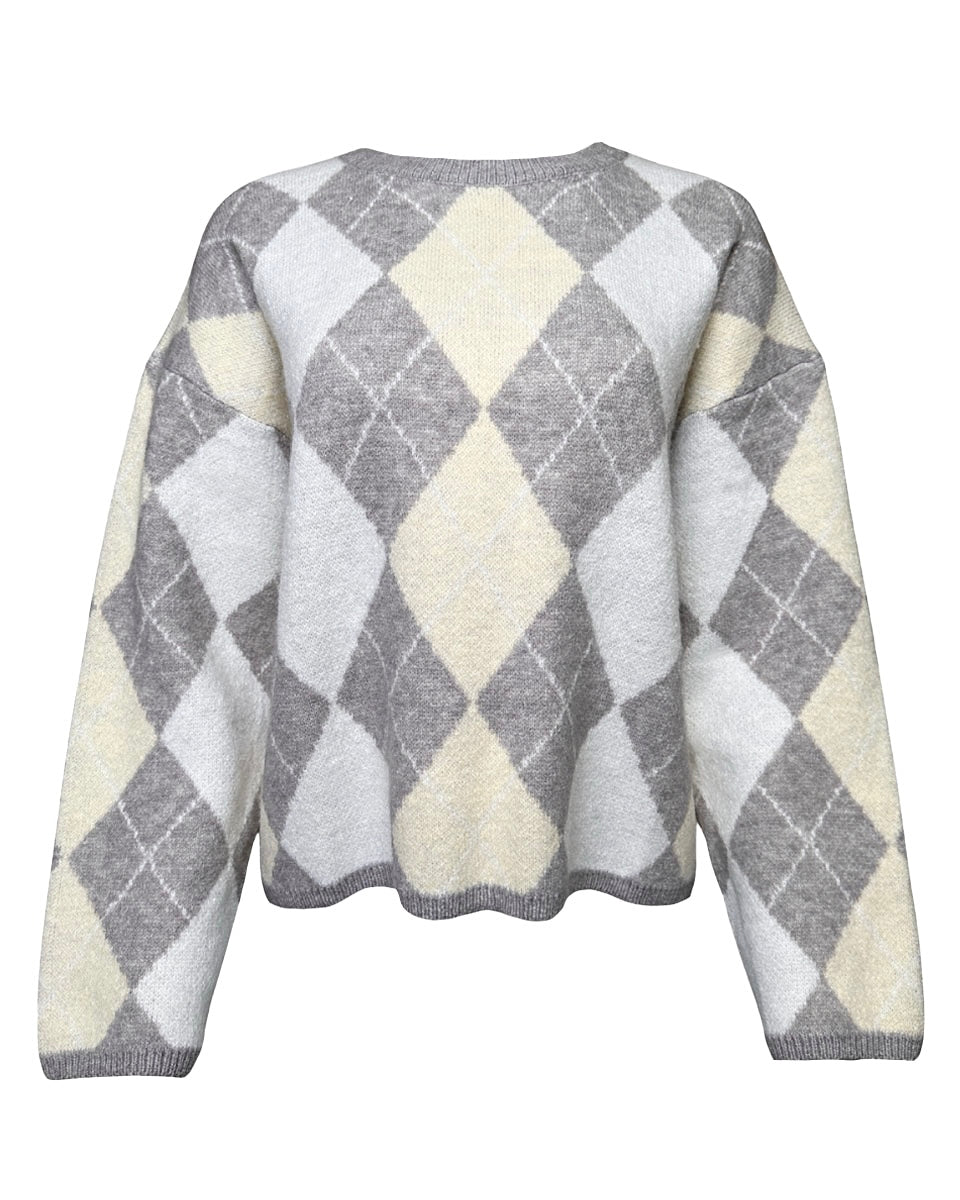 Long Sleeve Argyle Sweater