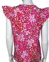 Pink Floral Cotton Statement Sleeve Blouse - Blackbird Boutique