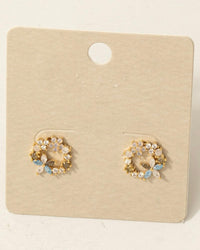 Floral CZ Cluster Circle Stud Earrings - Blackbird Boutique