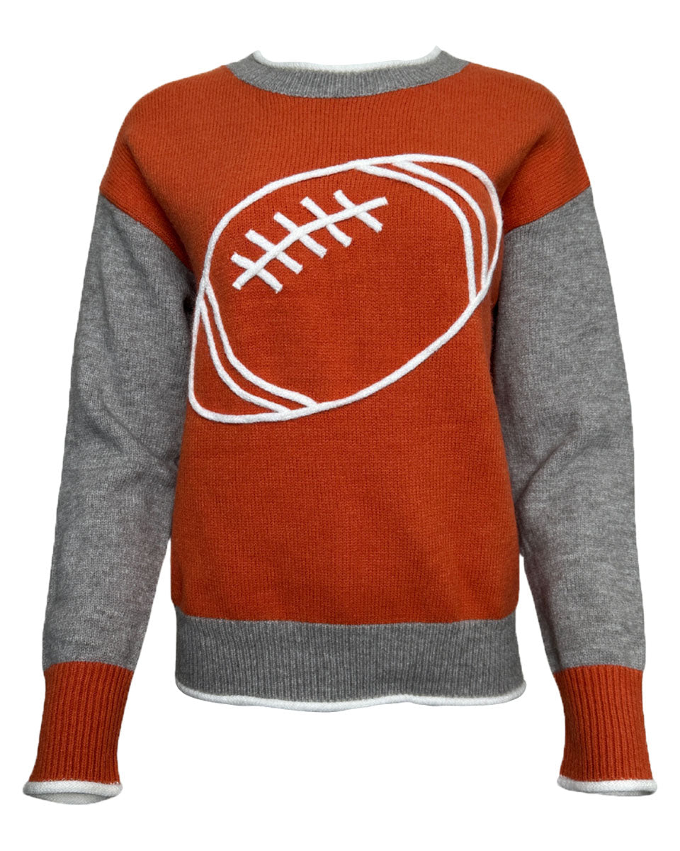 FOOTBALL COLORBLOCK KNIT SWEATER - ORANGE