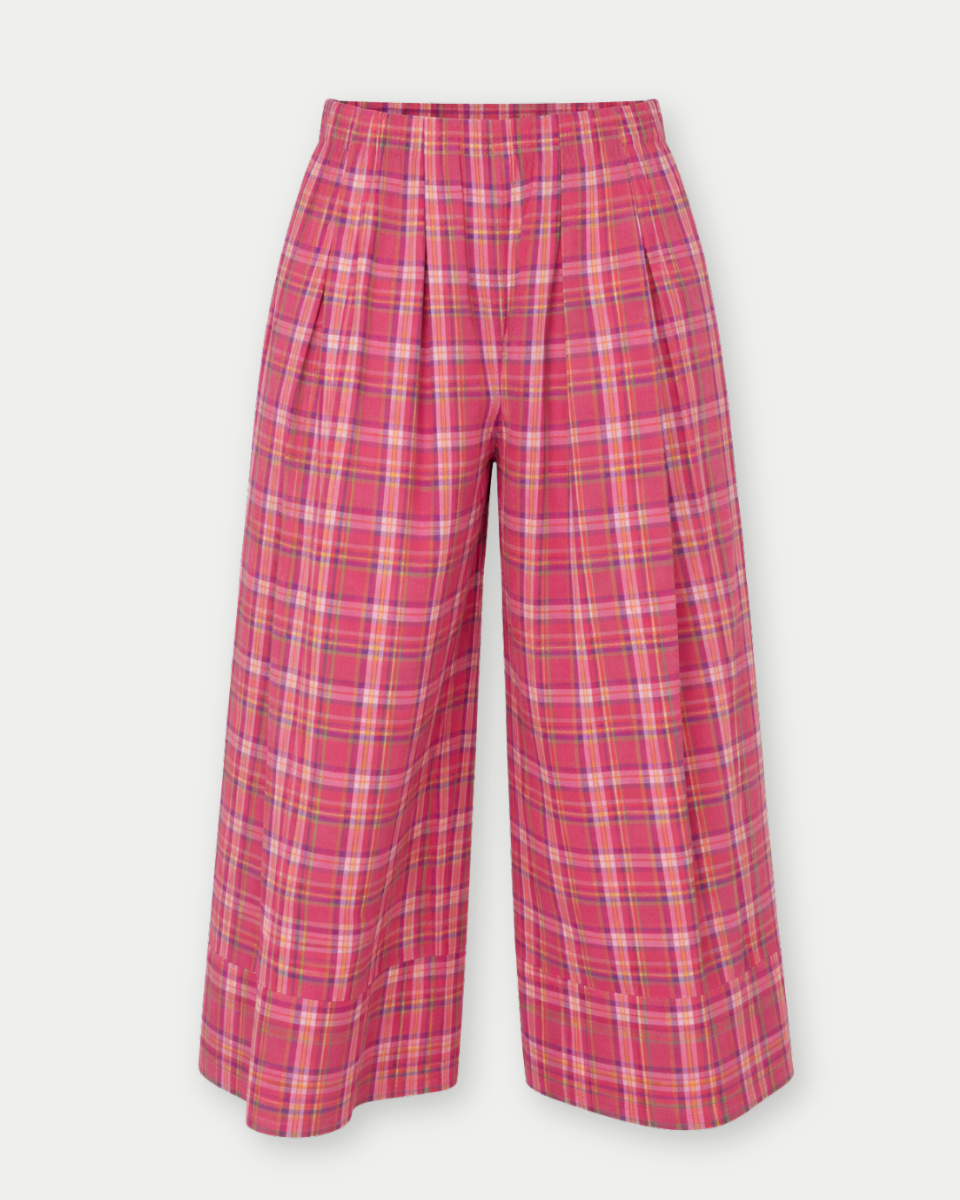 Lucy On The Go Plaid Wide Leg Pants - Blackbird Boutique