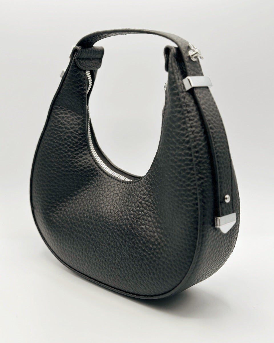 Small Leather Shoulder Bag in Black - Blackbird Boutique