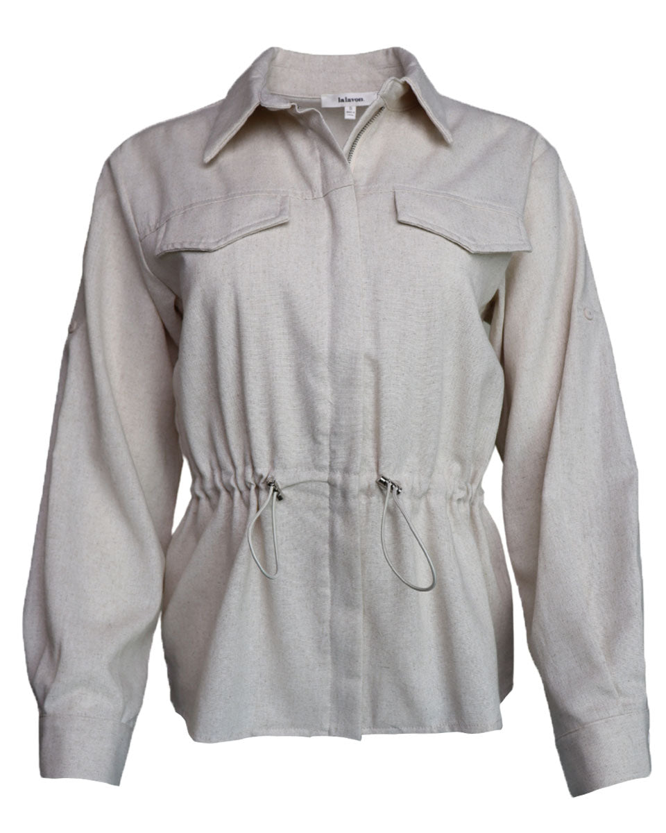 Lightweight Linen Jacket in Oatmeal - Blackbird Boutique