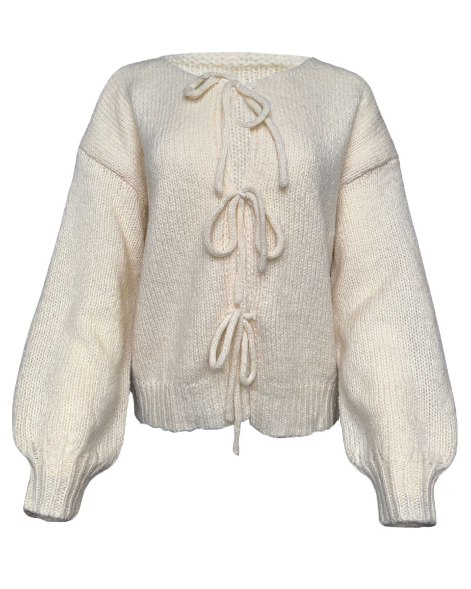 Cream Tie Front Cardigan - Blackbird Boutique