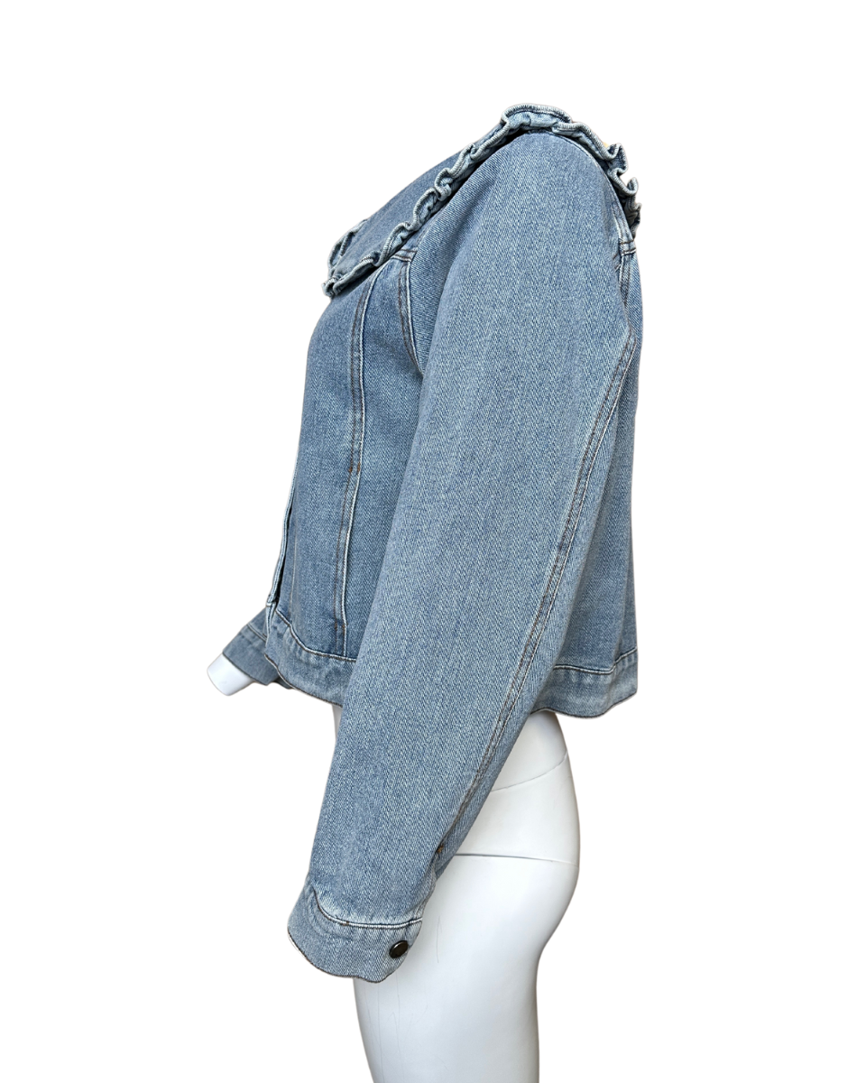 Peter Pan Collar Denim Jacket - Blackbird Boutique