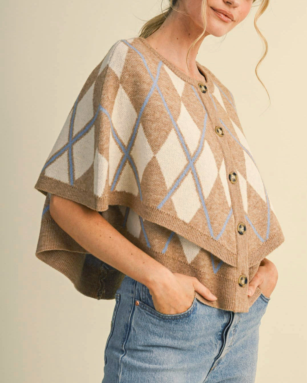 Jessica Argyle Button Down Cape Cardigan