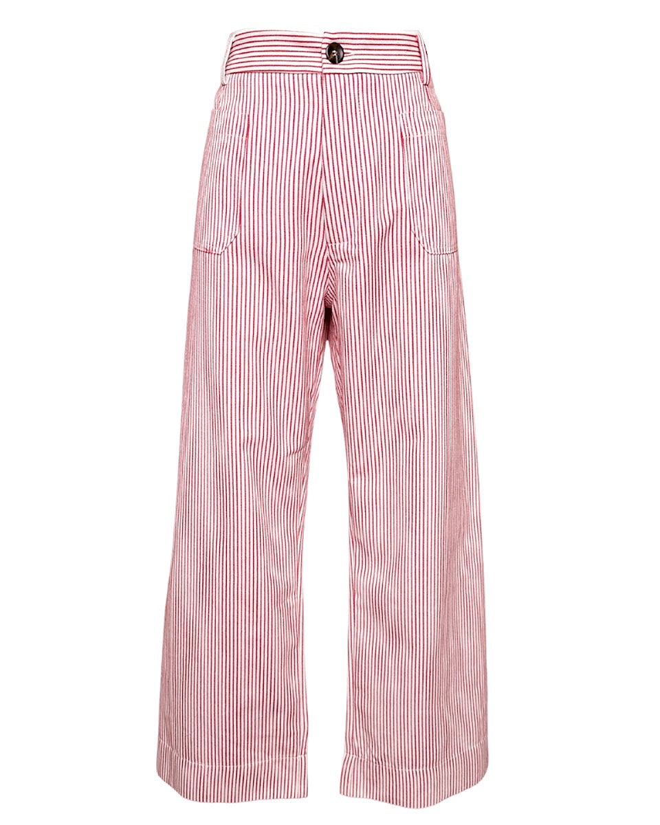 Striped High Waist Cropped Pant in Red Stripe - Blackbird Boutique