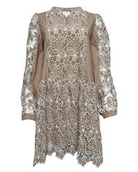 Woven Dress with Lace Contrast