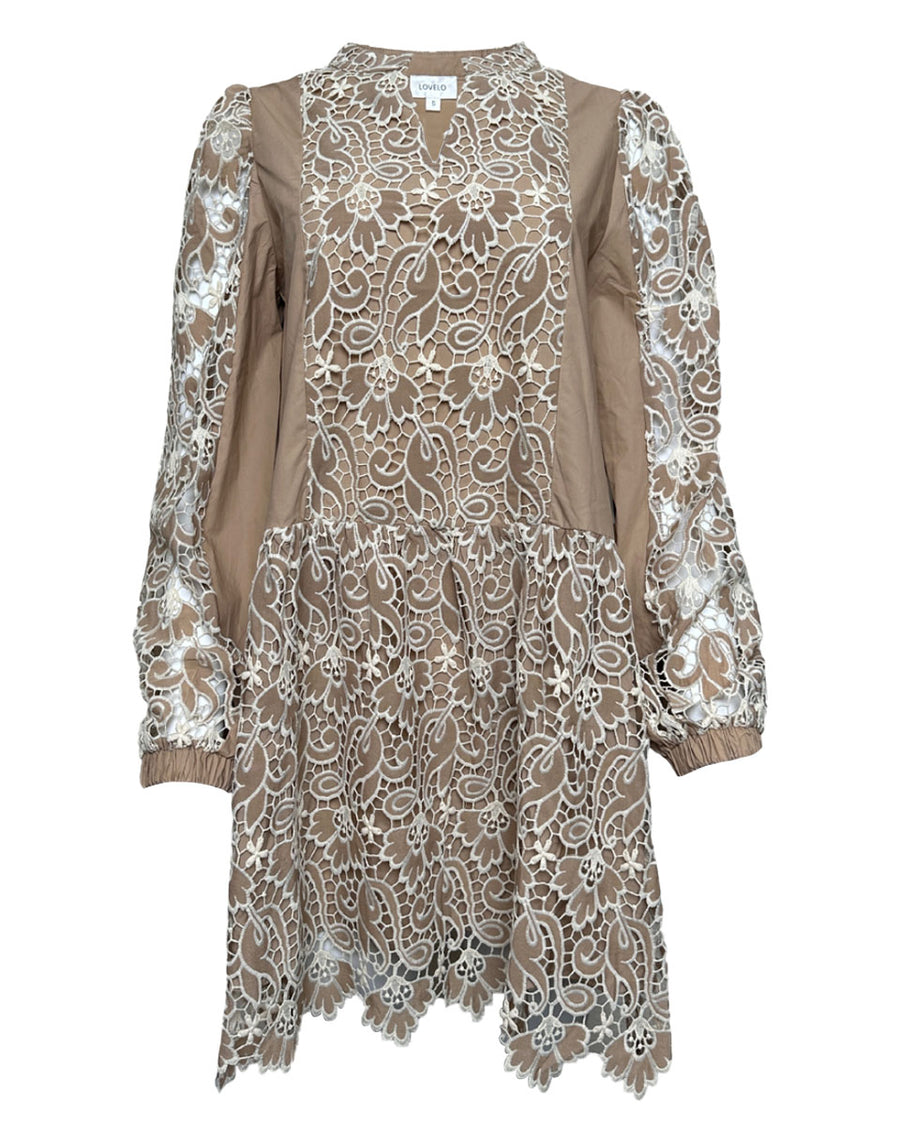 Woven Dress with Lace Contrast - Blackbird Boutique