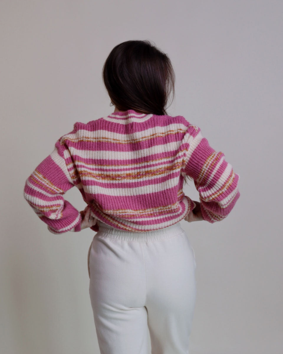 Mauve Mixed Striped Pullover Sweater - Blackbird Boutique