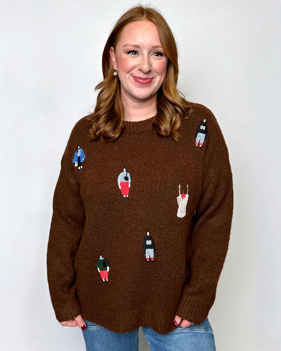 Fashionista Hand Embroidered Cozy Oversized Sweater - Blackbird Boutique