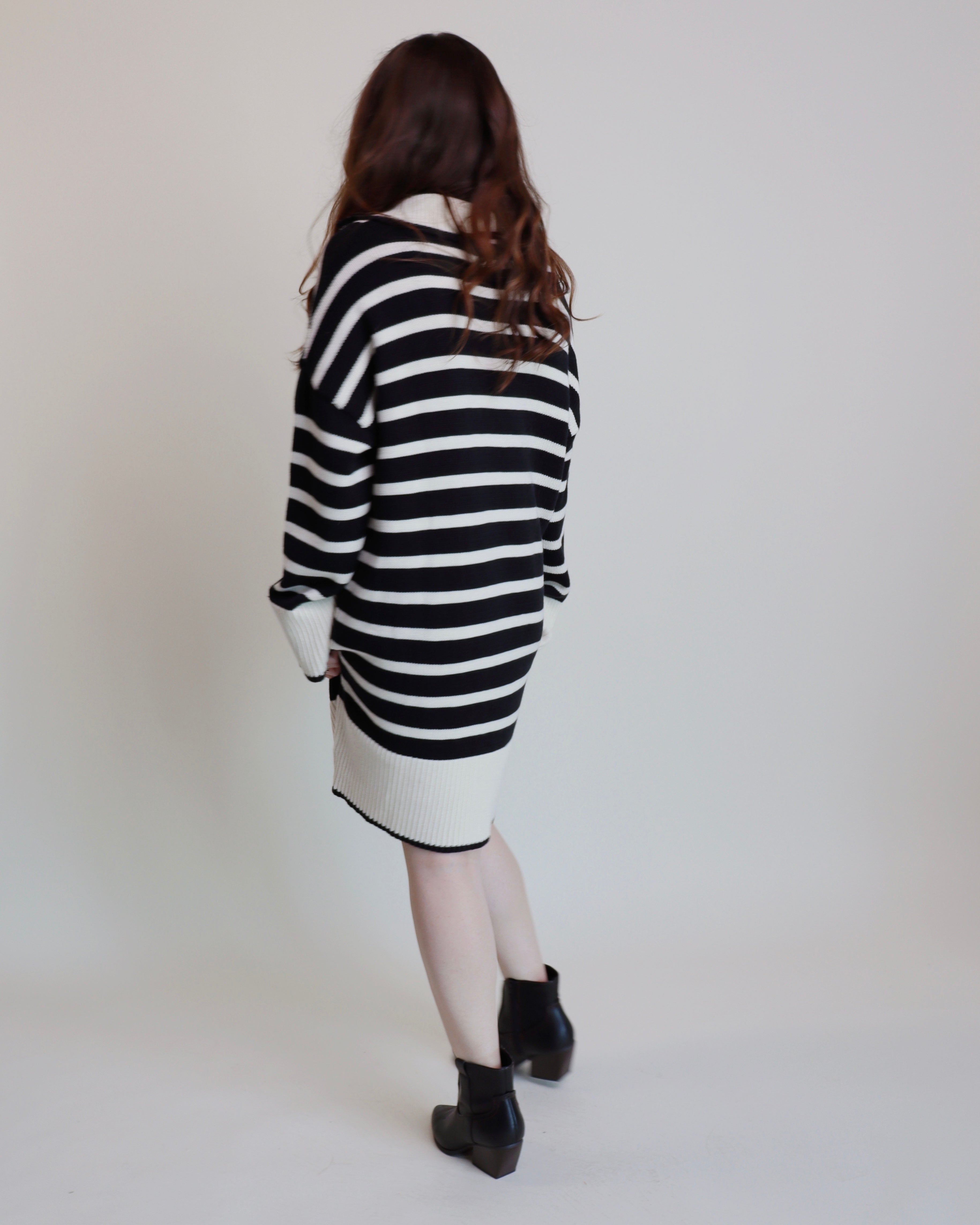 Striped Knit Sweater Dress - Blackbird Boutique