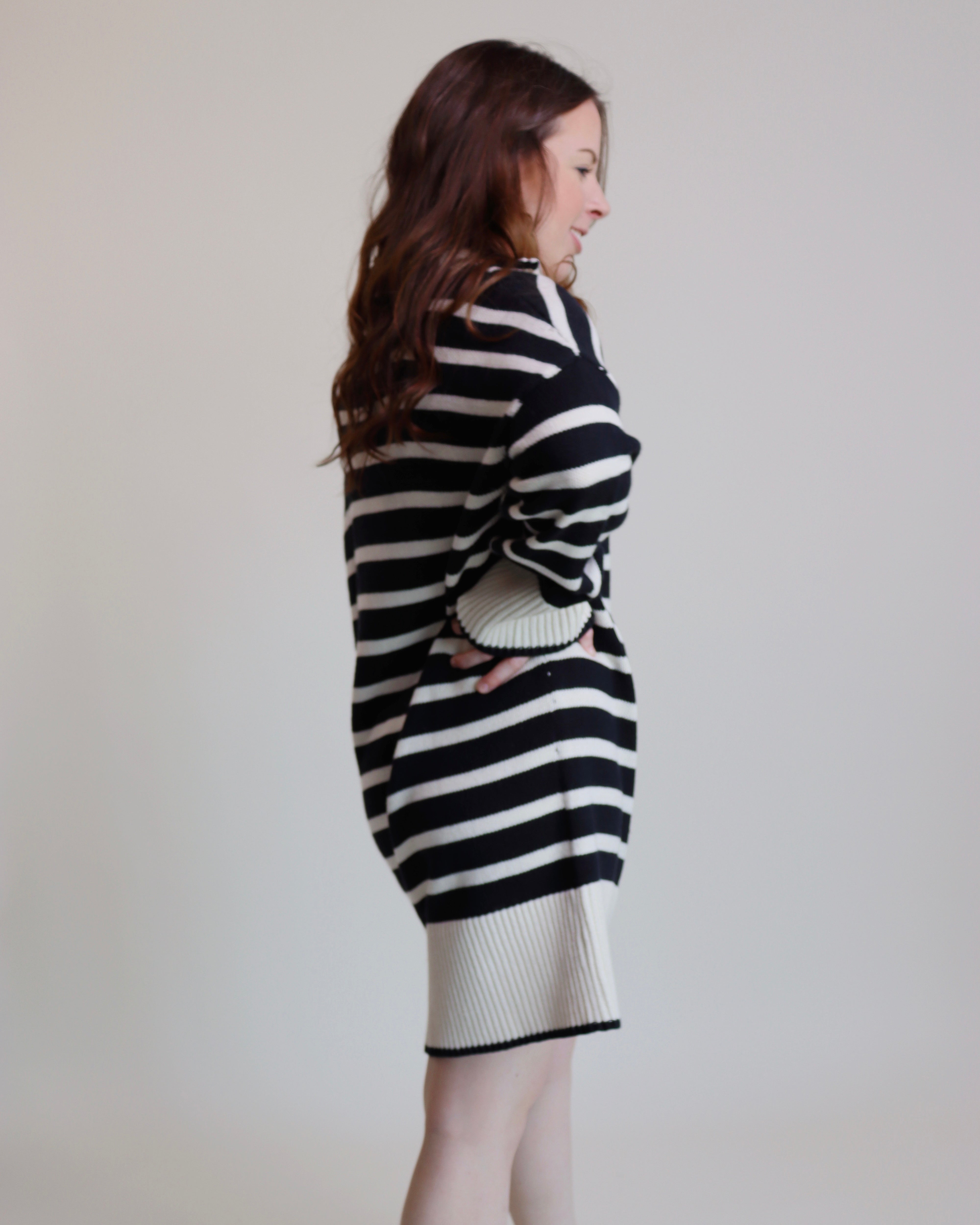 Striped Knit Sweater Dress - Blackbird Boutique