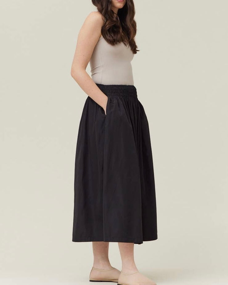 Smocked Waist Midi Skirt - Blackbird Boutique