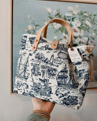 Nautical Toile All Day Mini Tote - Blackbird Boutique