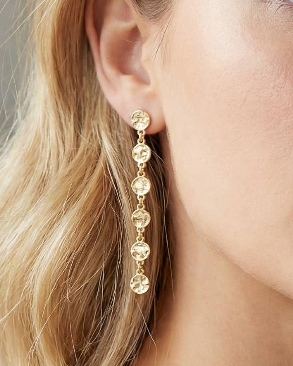 Hammered Discs Chain Dangle Earrings - Blackbird Boutique